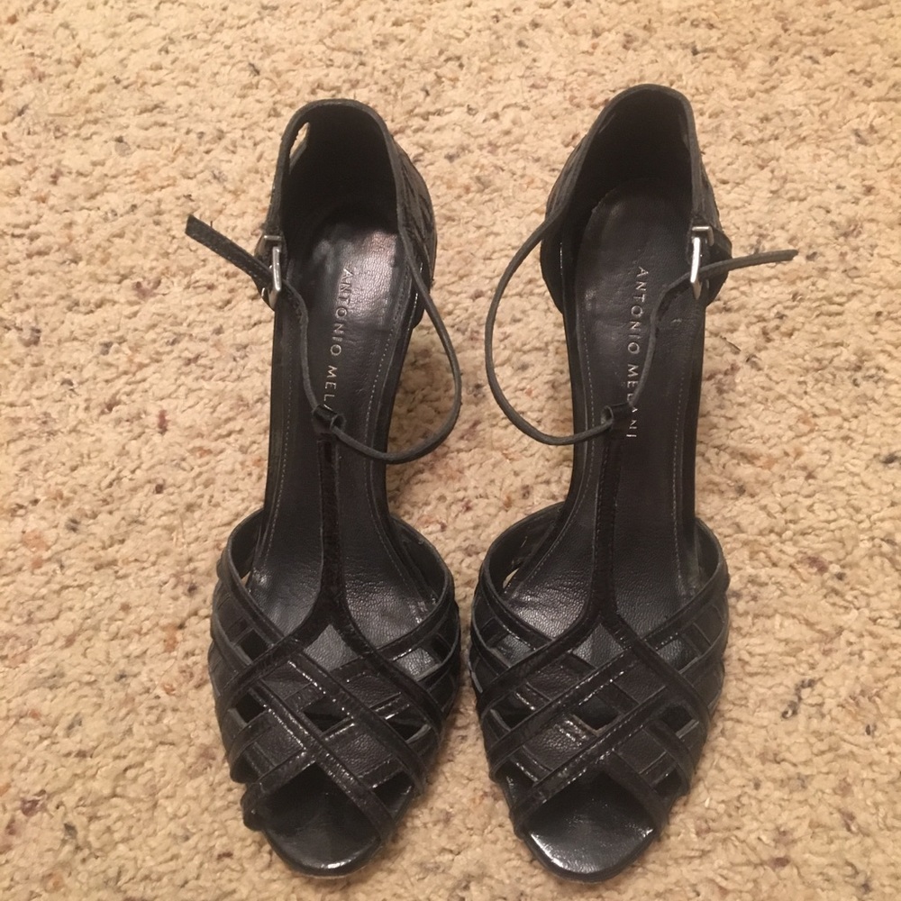 Antonio Melani Black Strappy Heels